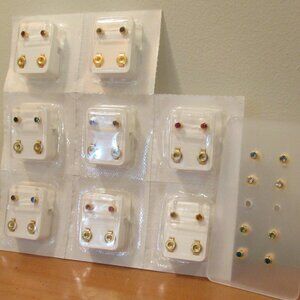 Caflon Surgical Steel 4mm Ear Piercing Studs, 12 Pair Birthstone Colors